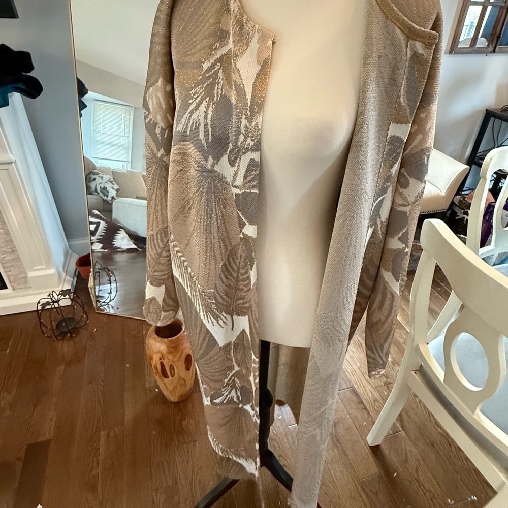 Zara Gold Slight Sparkle Oversized Duster Cardigan - Picture 10 of 11